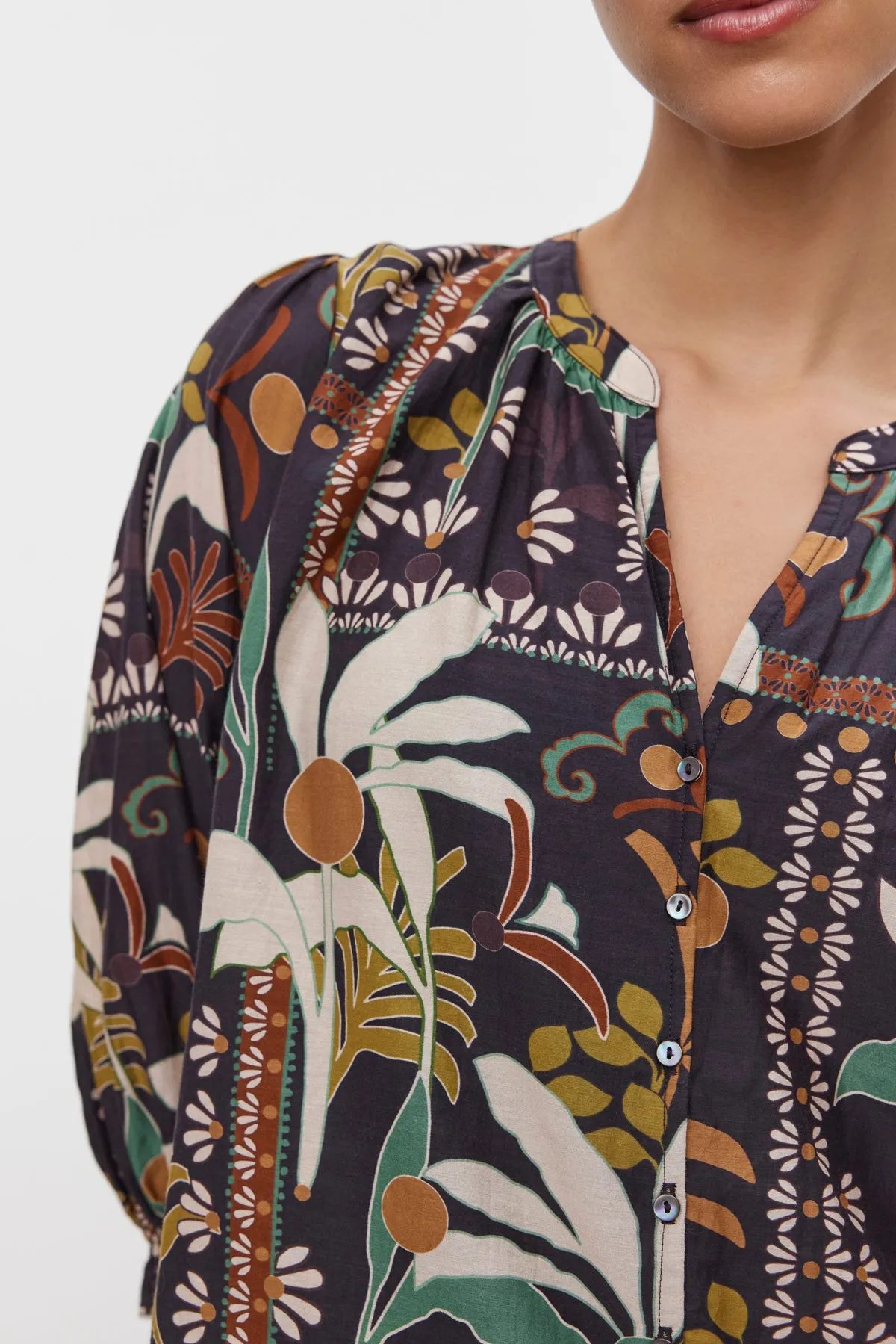 BETTY PRINTED SILK COTTON VOILE TOP