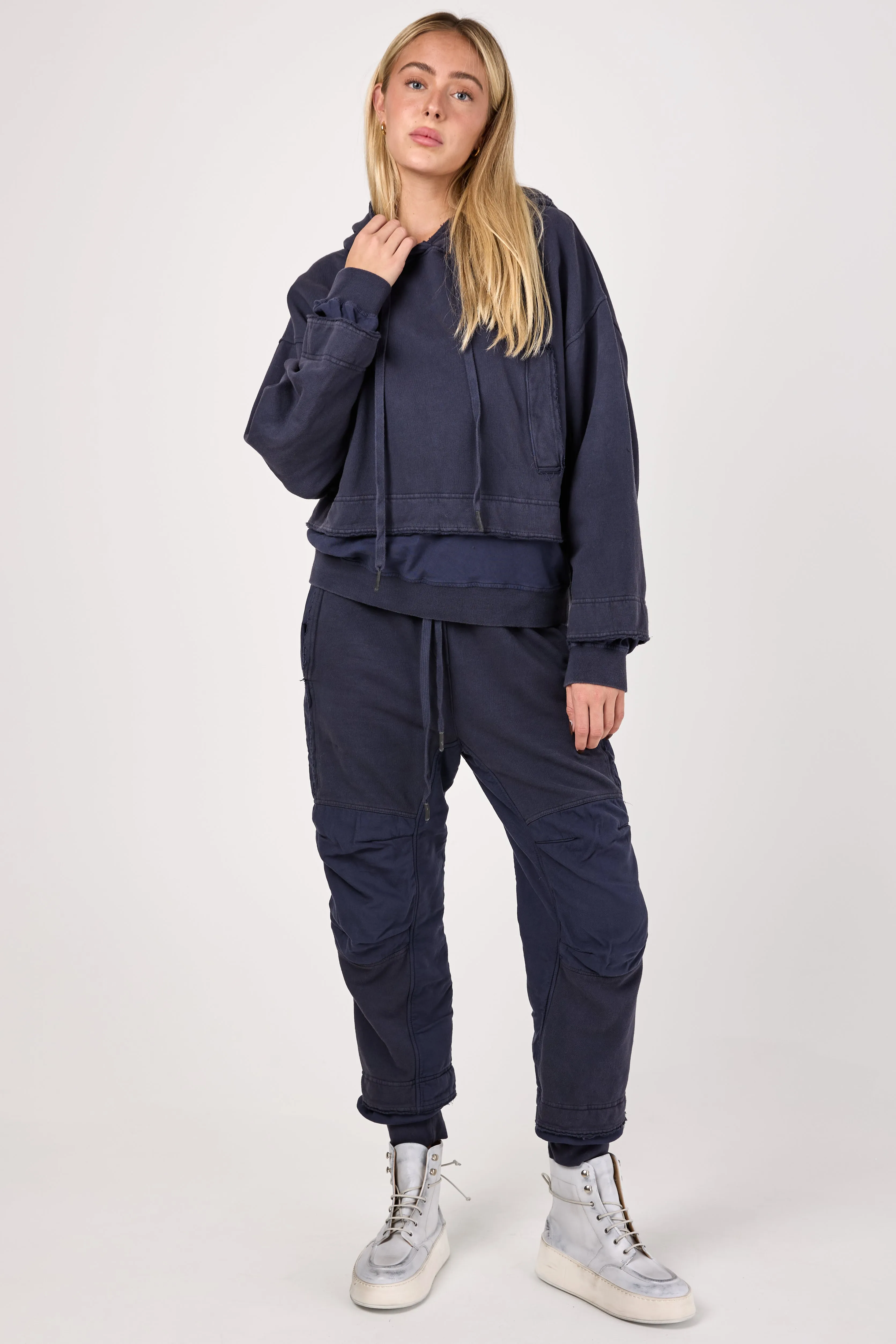 Cotton Jogging Pant in Purple Blue