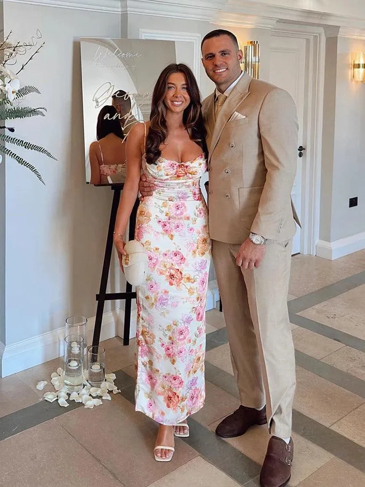 Elsa Floral Satin Maxi Dress