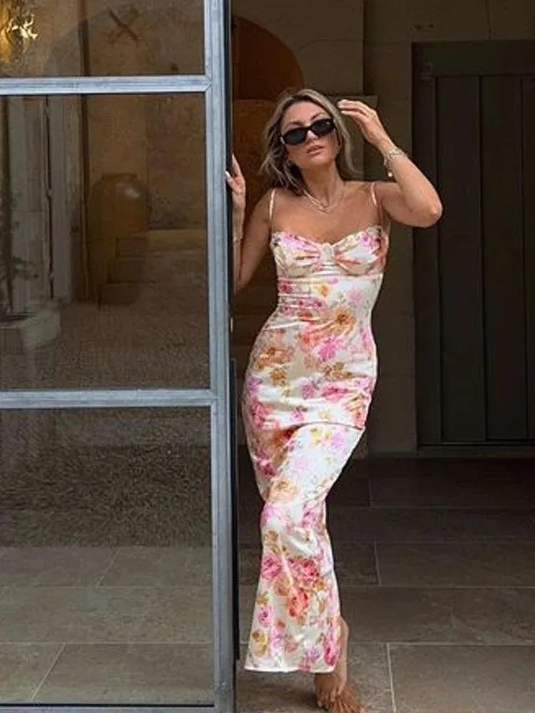 Elsa Floral Satin Maxi Dress