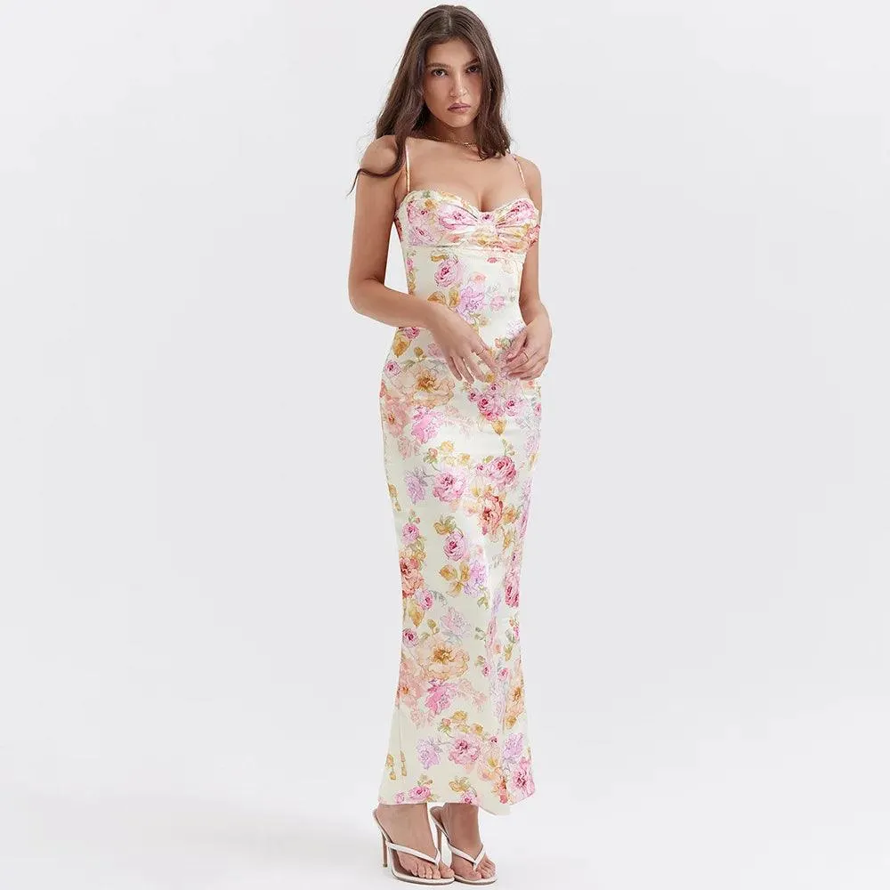 Elsa Floral Satin Maxi Dress