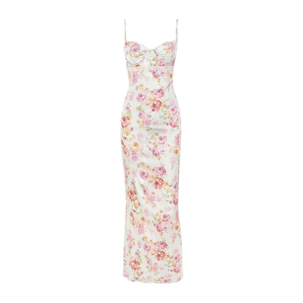 Elsa Floral Satin Maxi Dress