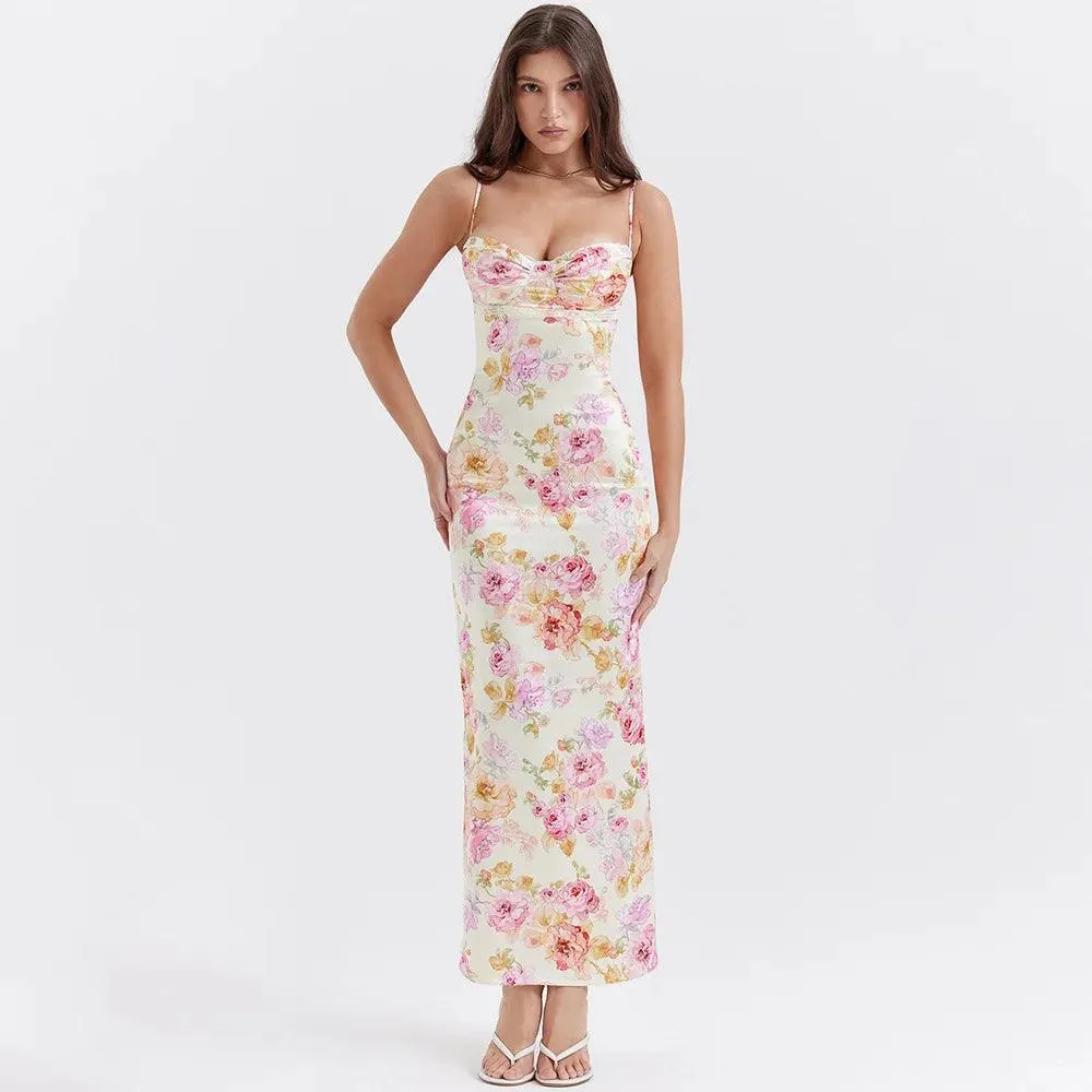 Elsa Floral Satin Maxi Dress