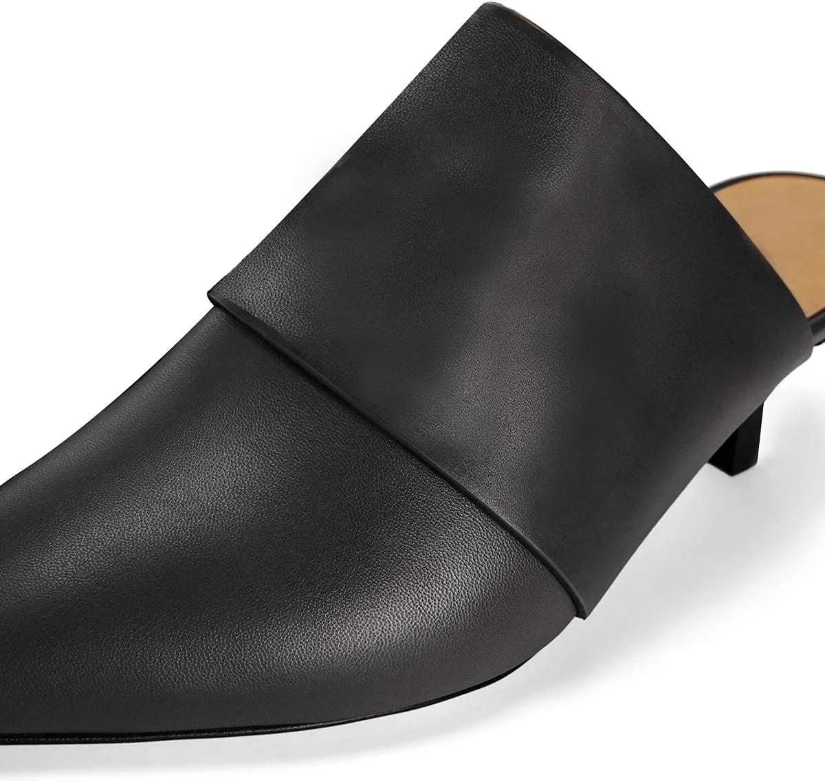 FSJ Women Vintage Slip on Pumps Mules Slide Slipper Pointed Closed Toe Kitten Low Heel Sandals Ladies Girls Evening Party Classic Dress Shoes Size 4-15 US