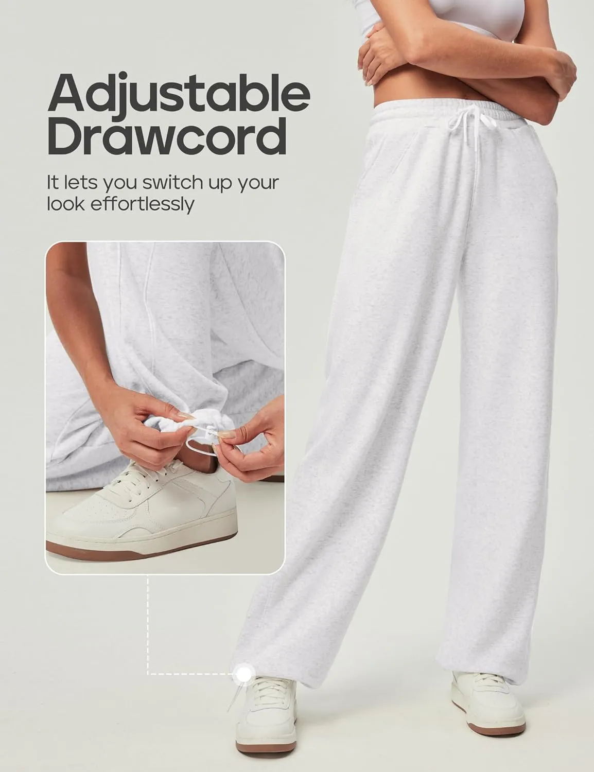 Heathyoga Fleece Lined Wide Leg Sweatpants Women Baggy High Waisted Flare Sweat Pants for Women Joggers with Pockets