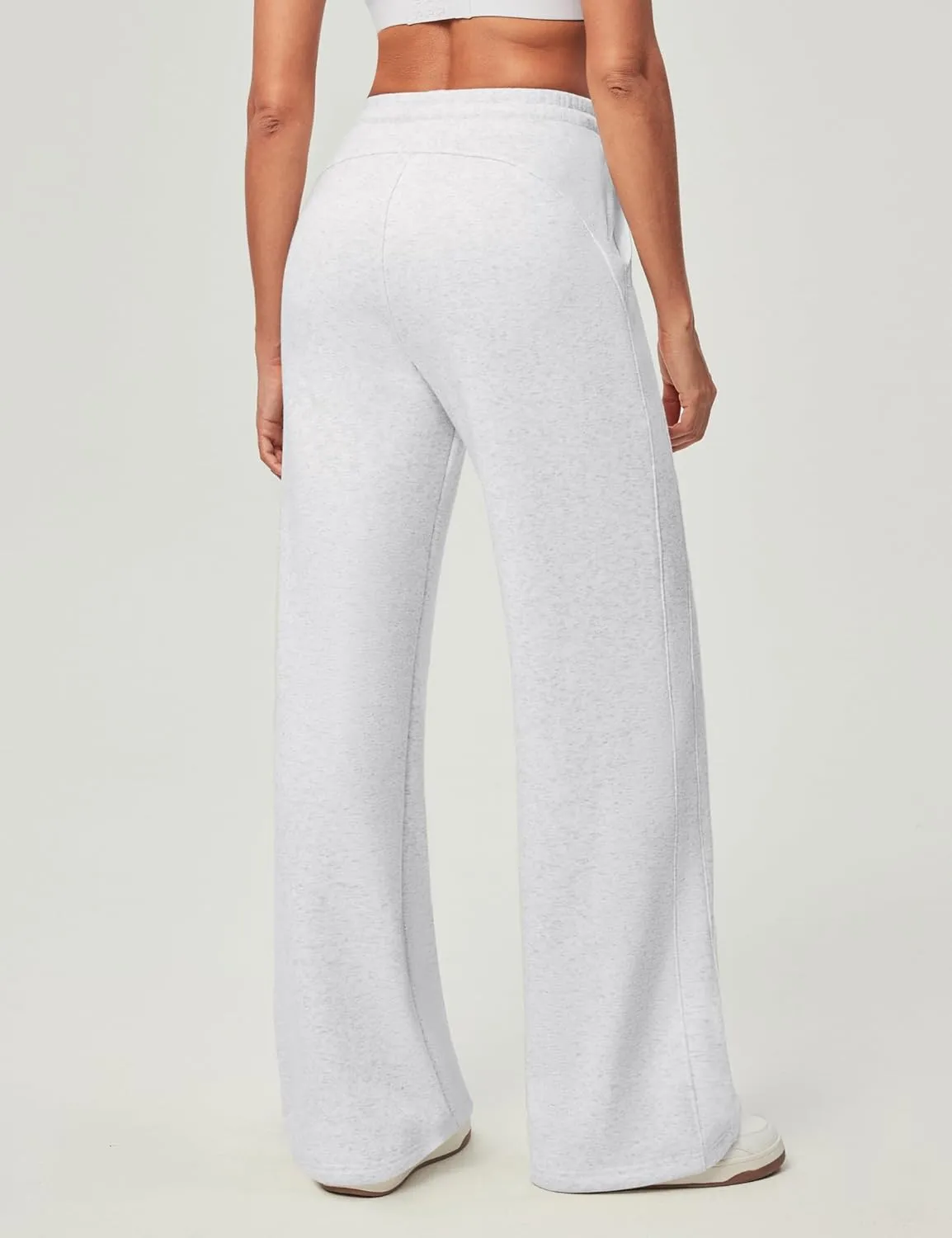 Heathyoga Fleece Lined Wide Leg Sweatpants Women Baggy High Waisted Flare Sweat Pants for Women Joggers with Pockets