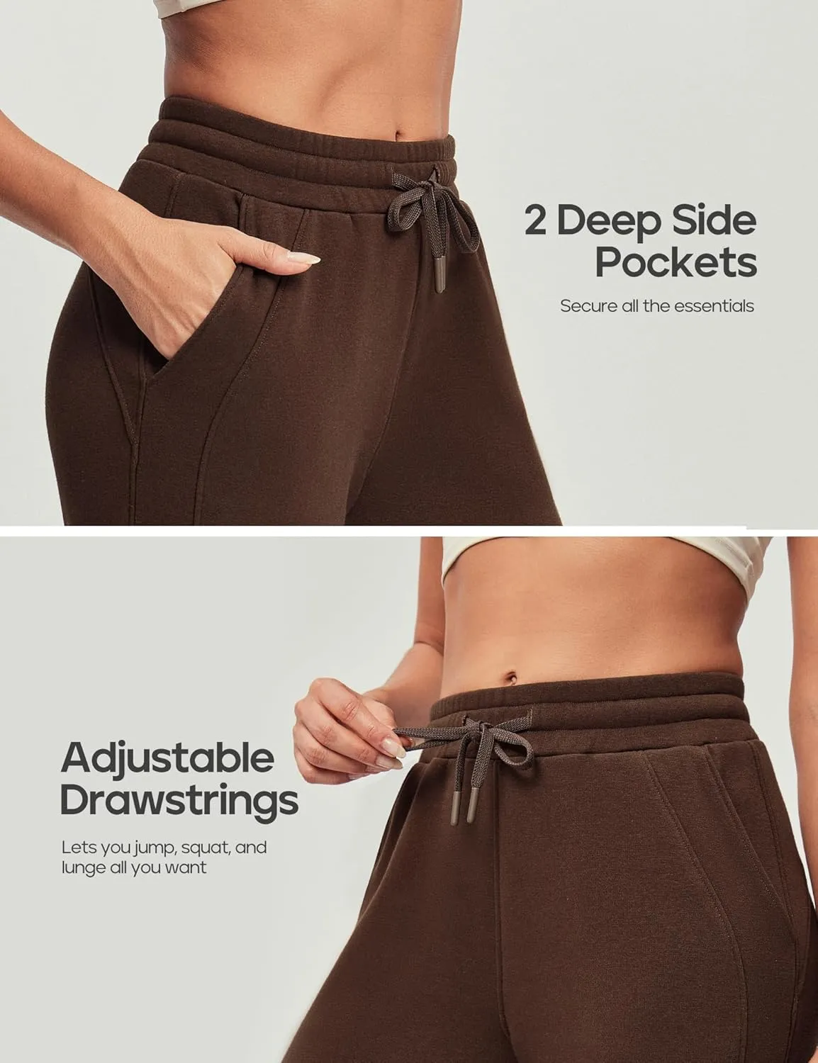 Heathyoga Fleece Lined Wide Leg Sweatpants Women Baggy High Waisted Flare Sweat Pants for Women Joggers with Pockets