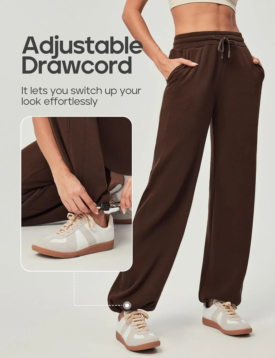Heathyoga Fleece Lined Wide Leg Sweatpants Women Baggy High Waisted Flare Sweat Pants for Women Joggers with Pockets