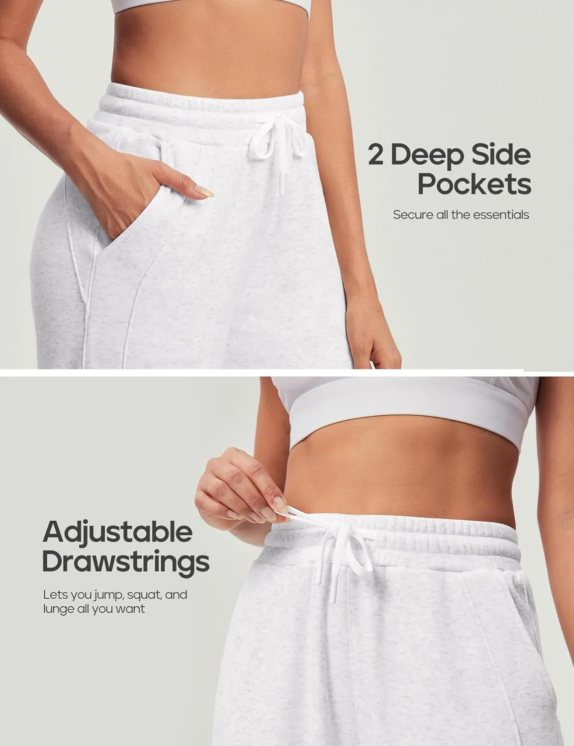 Heathyoga Fleece Lined Wide Leg Sweatpants Women Baggy High Waisted Flare Sweat Pants for Women Joggers with Pockets