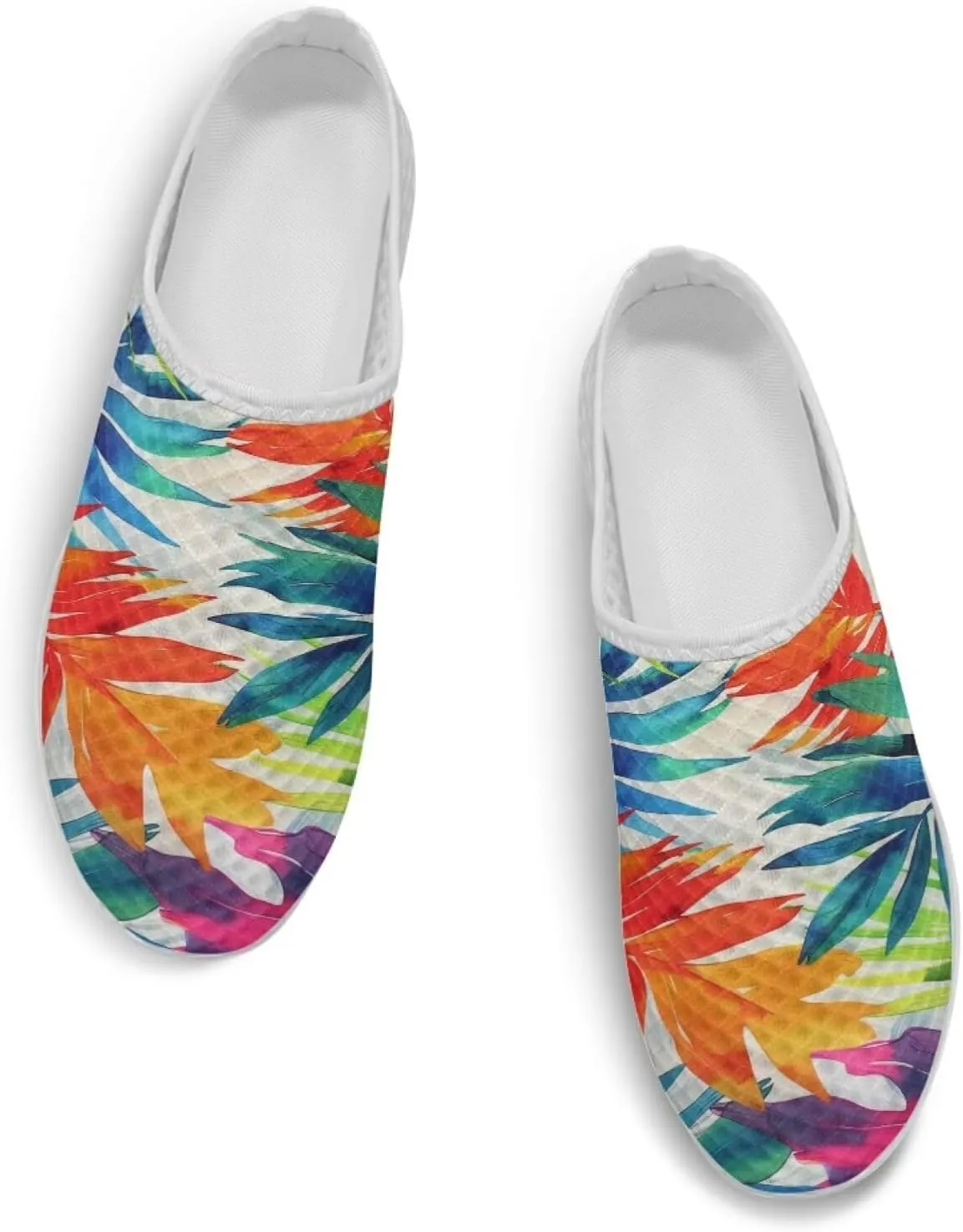 Howilath Flower Print Women's Mule Shoes Casual Garden Clogs Lightweight Slip on Sneakers Mules Sneakers with EVA Sole