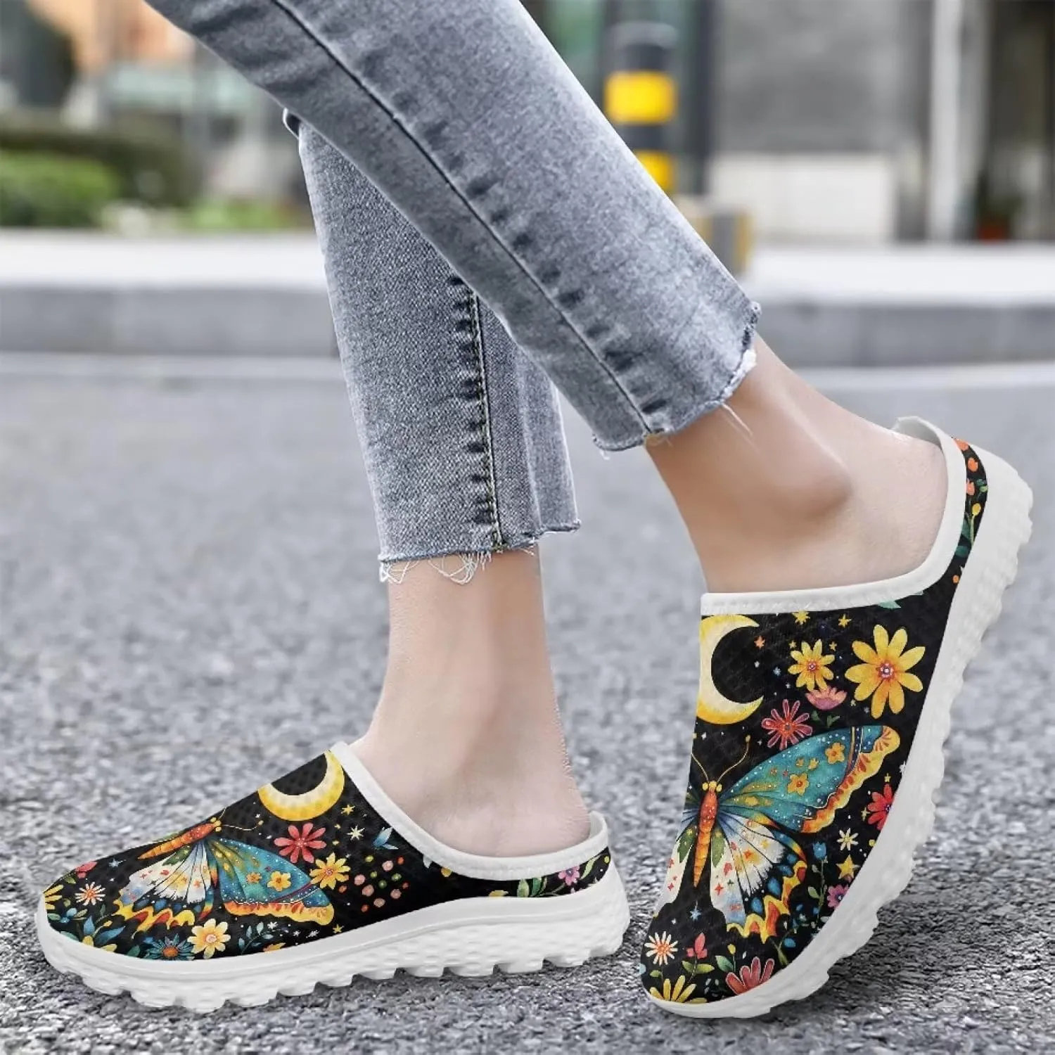 Howilath Women's Mule Shoes Casual Slip on Half Shoes with Arch Support Breathable Walking Mules Sneakers Sandals US Size 6-13.5