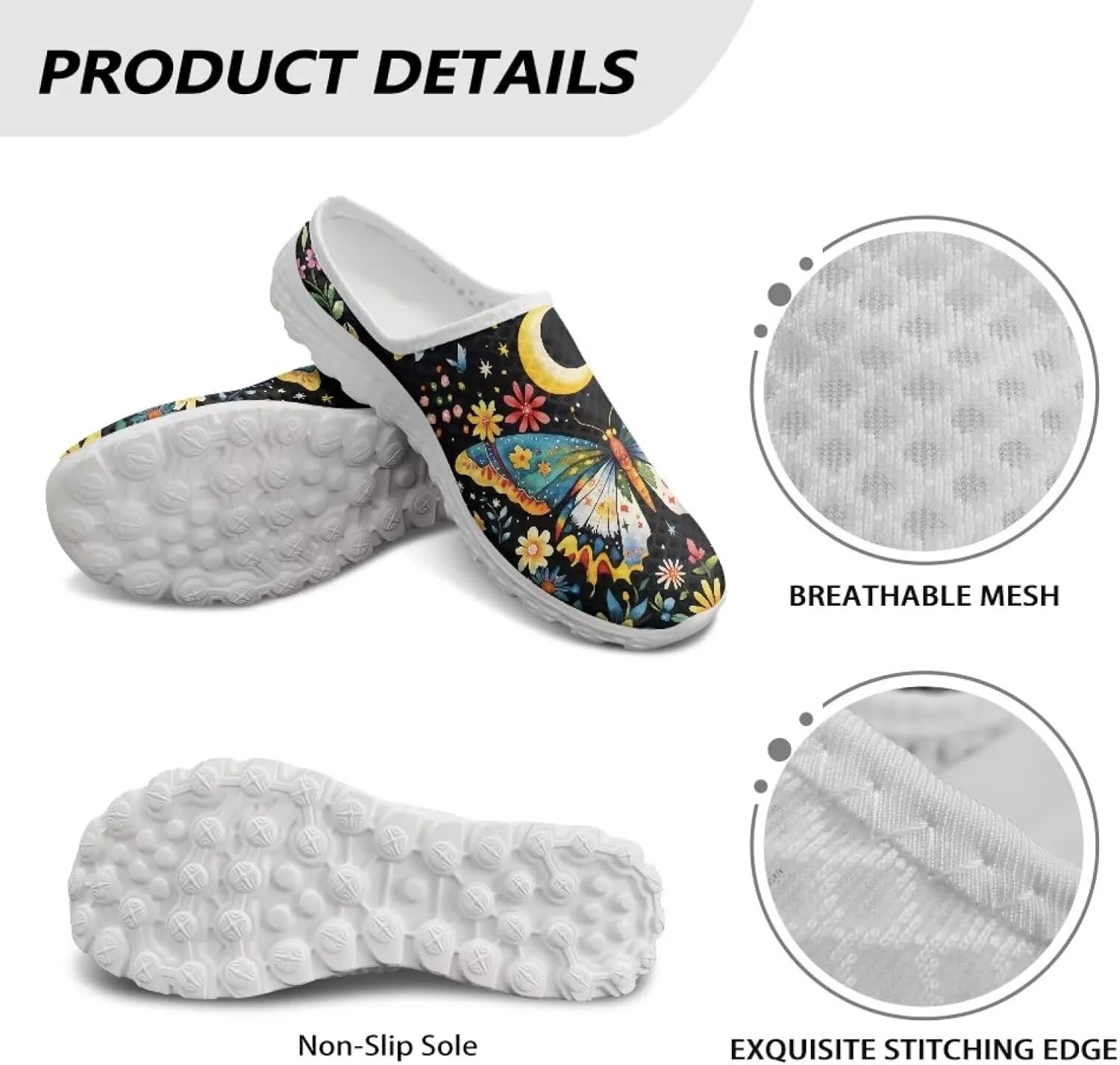 Howilath Women's Mule Shoes Casual Slip on Half Shoes with Arch Support Breathable Walking Mules Sneakers Sandals US Size 6-13.5