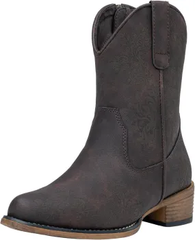 Jeossy Women's Cowboy Boots Short Cowgirl Ankle Boots Western 9805 Booties Square Toe with Zipper