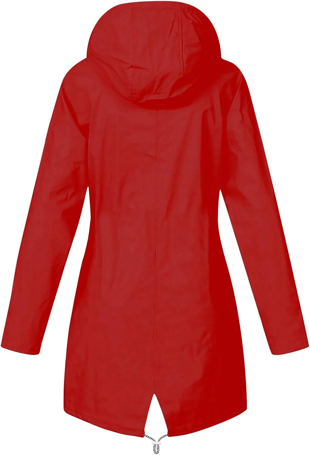 NaRHbrg Women's Waterproof Raincoat Zipper Mid Length Raincoat Rainwear Outdoor Rain Jacket Hooded Active Windbreaker