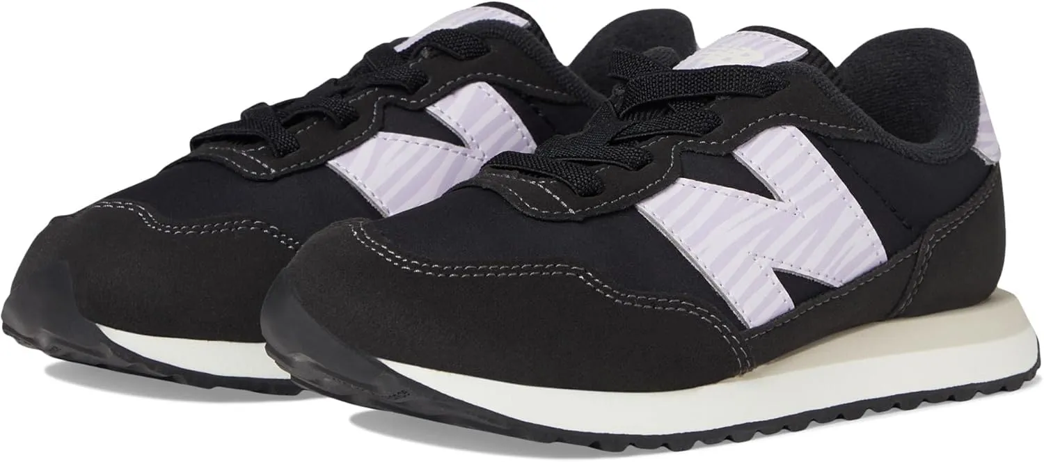 New Balance Kids 237 Bungee Sneaker, BLACK/LILAC GLO, 10.5 M Little Kid (4-8 Years)