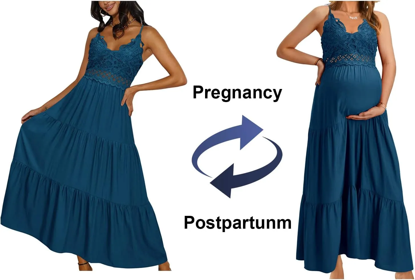 OUGES Womens' Maternity Maxi Dress Spaghetti Strap Baby Shower Pregnancy Dresses for Photoshoot