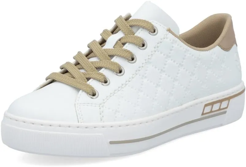 Rieker Women's Quilt Trainers White/Nude 8