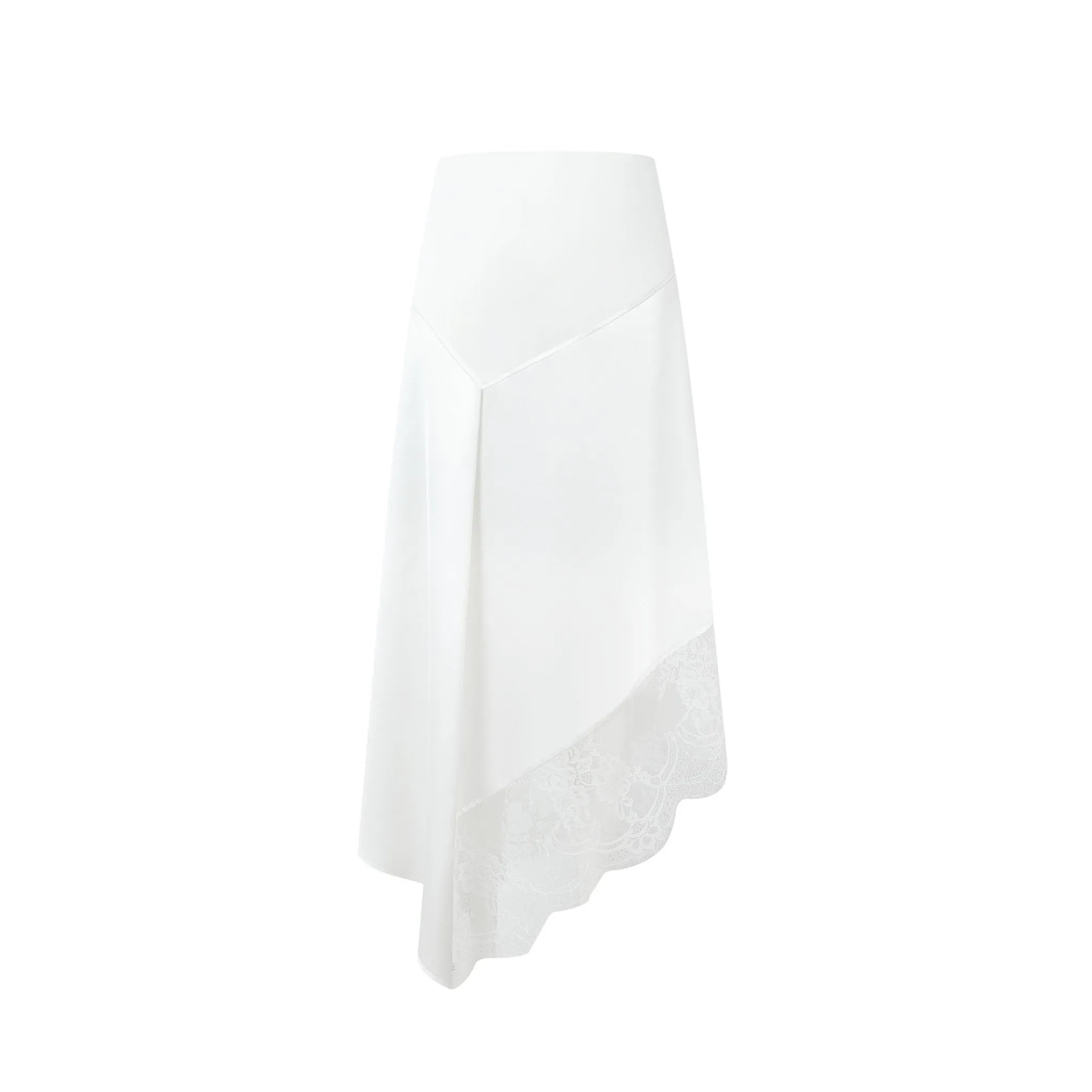 White Lace Patchwork Irregular Half-Length Skirt