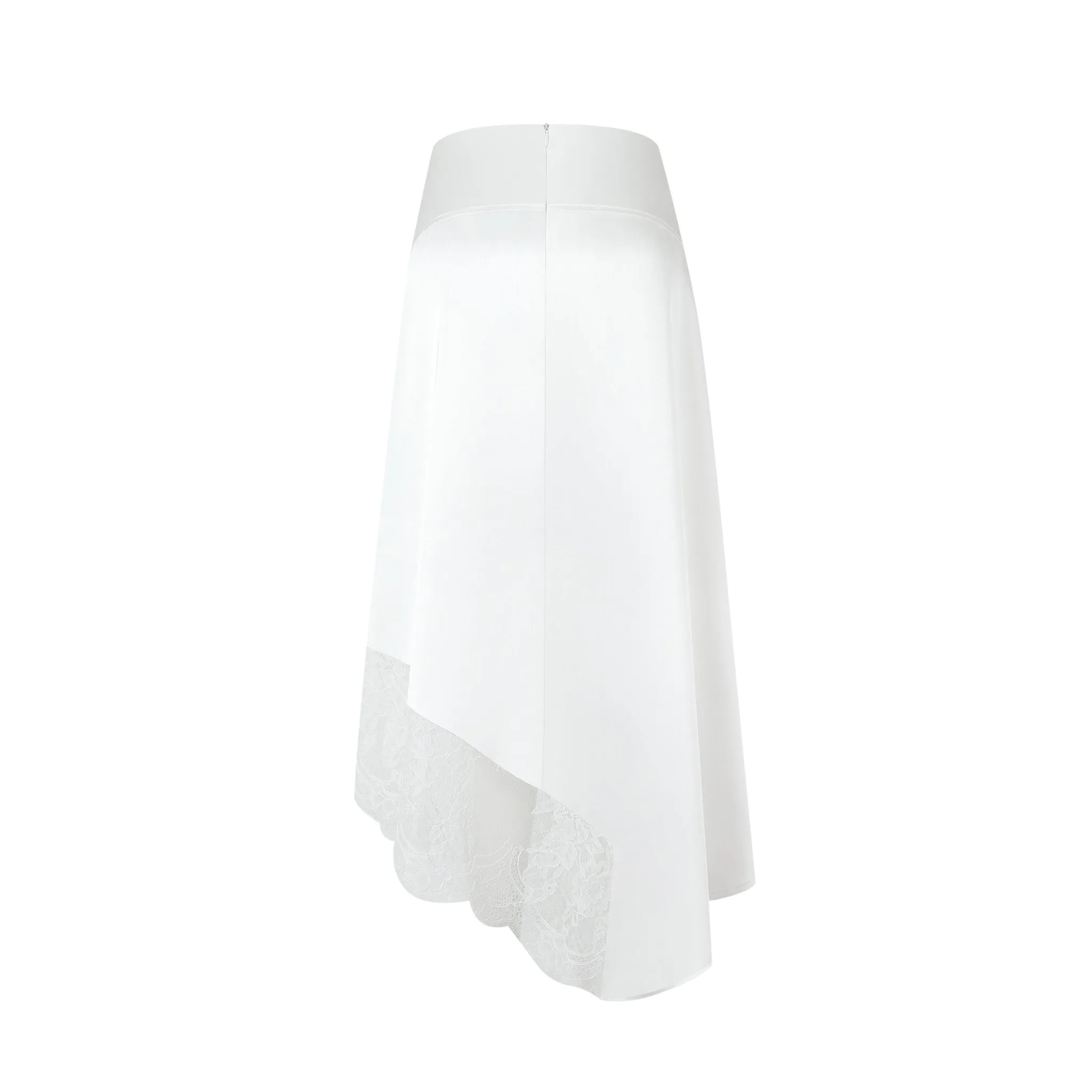 White Lace Patchwork Irregular Half-Length Skirt