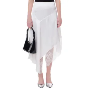 White Lace Patchwork Irregular Half-Length Skirt