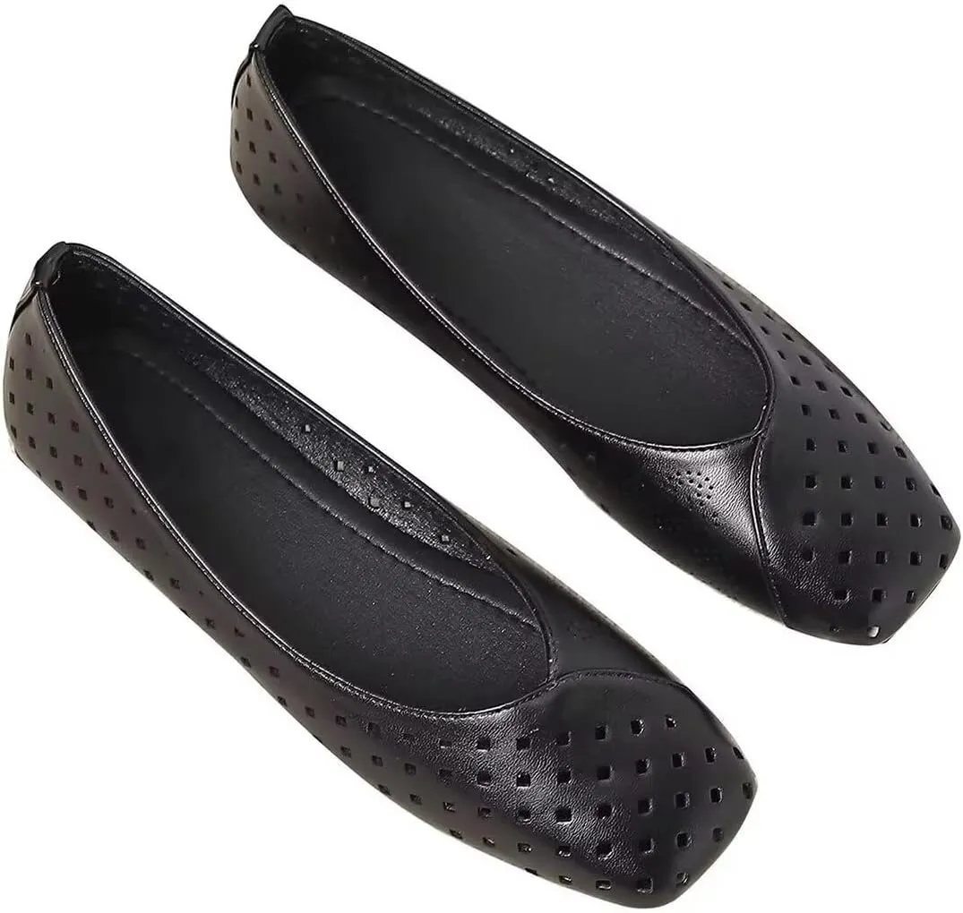 Women Summer Mary Jane Flats Breathable Low Heel Fashion Dress Shoes Square Toe Buckle Strap Casual Office Beach Shoes