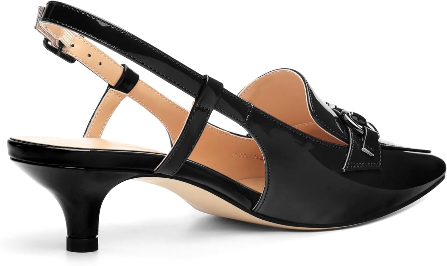 Women's Slingback Patent Leather Pointed Toe Kitten Low Heel Pumps Shoes for Women Dress Work Office Casual 1.5 Inch