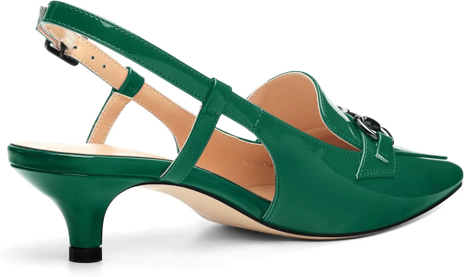 Women's Slingback Patent Leather Pointed Toe Kitten Low Heel Pumps Shoes for Women Dress Work Office Casual 1.5 Inch